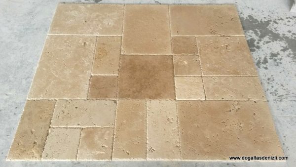 Kenar Kırmalı Fırçalı Traverten Set, DKK104
